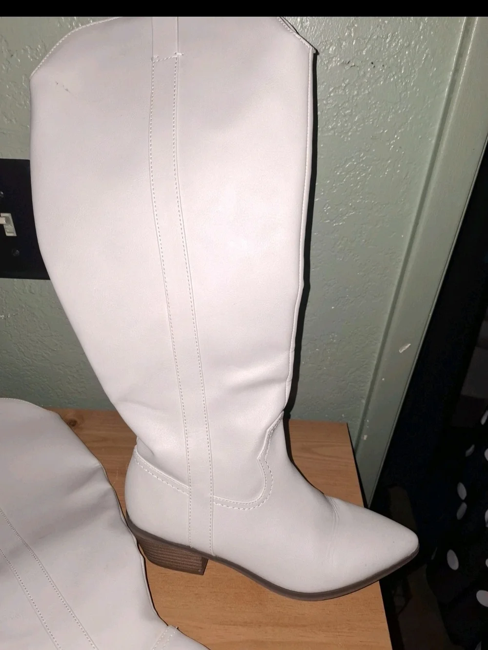 Women's Over-the-Knee Cream Boots with Side Zip
